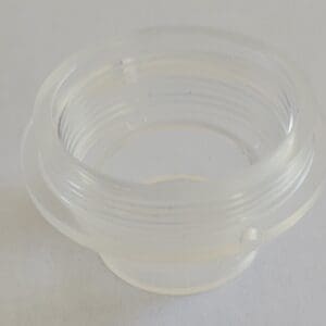 Clear plastic container with a screw-on lid.