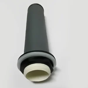 A cylindrical black plastic pipe with a white inner component.